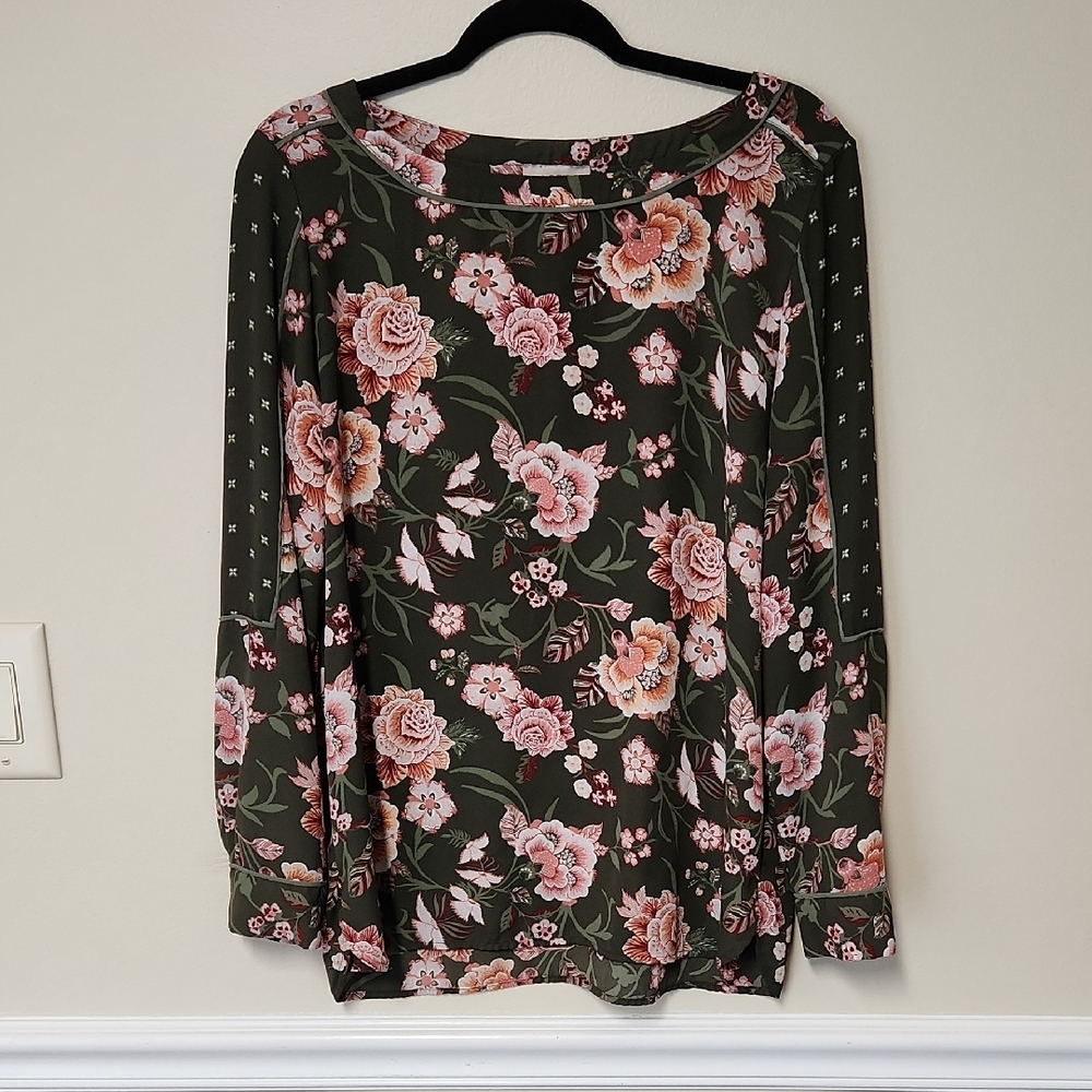 LOFT  Outlet Floral Women's Top - Pink and Green